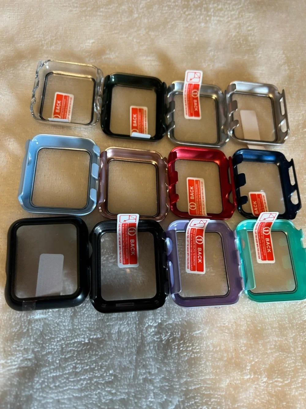 12 Assorted Colored Protective Case Covers for Apple Watch 1 2 3 38mm Smartwatch